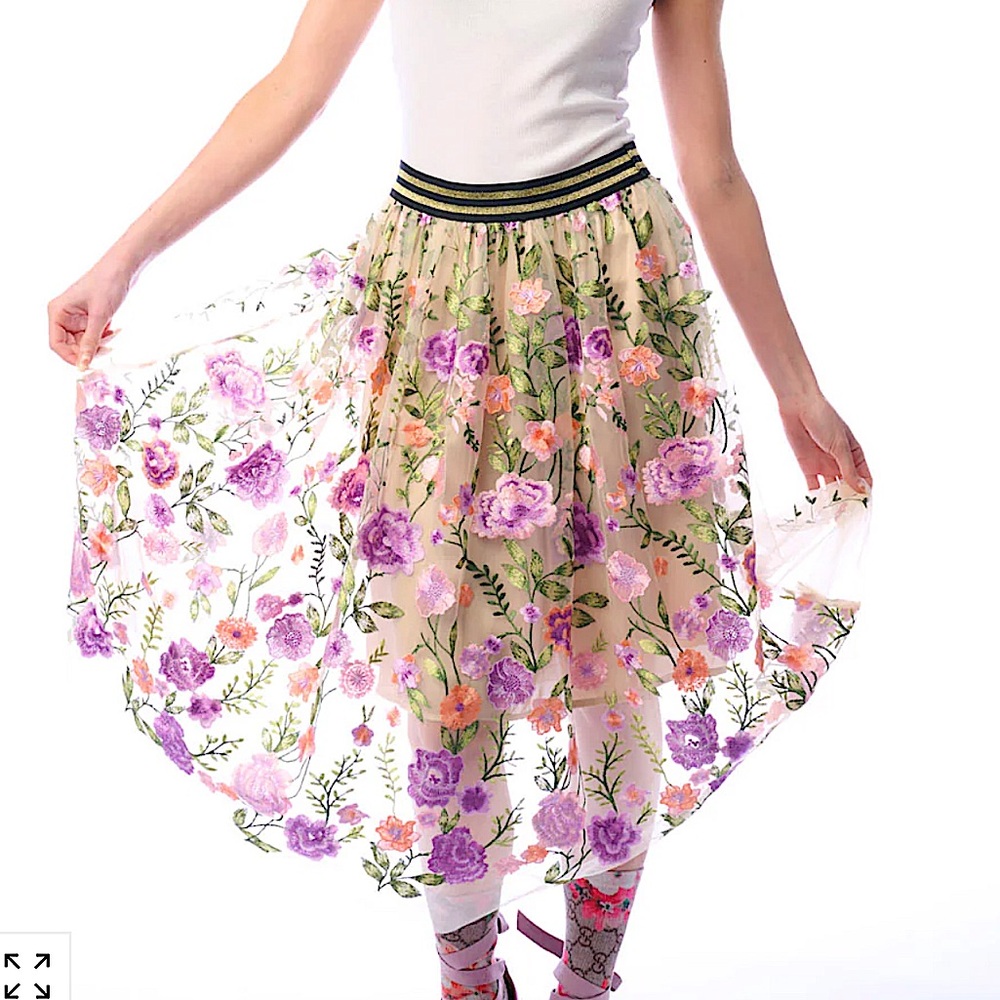 Aratta Floral Embroidered Skirt